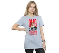 Elf Women's OMG Santa I Know Him Cotton Boyfriend T-Shirt in Grey | Size: XL Elf Grey XL