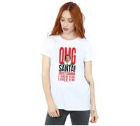Elf Women's OMG Santa I Know Him Cotton Boyfriend T-Shirt in White | Size: Large Elf White L