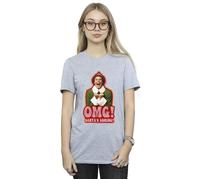 Elf Women's Santa´s Coming Cotton Boyfriend T-Shirt in Grey | Size: 2XL Elf Grey 2XL