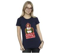 Elf Women's Santa´s Coming Cotton T-Shirt in Navy | Size: 2XL Elf Navy 2XL