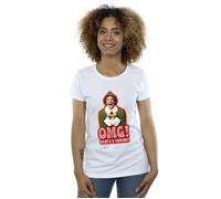 Elf Women's Santa´s Coming Cotton T-Shirt in White | Size: 2XL Elf White 2XL