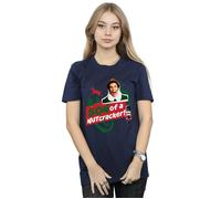Elf Women's Son Of A Nutcracker Cotton Boyfriend T-Shirt in Navy | Size: 2XL Elf Navy 2XL