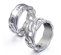 ELFASIO Cuban Rings for Men Inspirational Jewelry, Engraving Personality Encouragement Gift for Man Women, Stainless Steel, No Gemstone