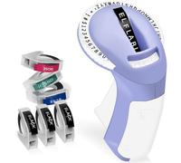 Elfatech Embossing Label Maker Machine with 6 Tapes, 3D Omega S Vintage 3D Embosser, Old School Handheld Label Printer, Portable Retro Manual Embossed Labeler for Home Office School DIY, Purple