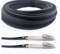 Elfcam® - 10m/32.8ft Outdoor and Indoor Shielded Armored Fiber Optic Cable LC/UPC to LC/UPC OM3 Multimode Duplex 50/125μm LSZH, Black 10 Meters