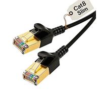 Elfcam® - 10m Slim Cat 8 Ethernet Cable, LAN WAN Cable, Cat 8 SFTP 32AWG, 2000Mhz 40Gbps with RJ45 Connectors, Black Round (10M)