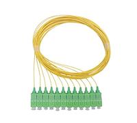 Elfcam® - 12 Fibre Optic Pigtail SCA Single Mode Simplex 9/125um OS2, 0.9 mm 1 Metre, Yellow