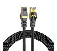 Elfcam® - 12m Ethernet Cable Cat 7, LAN & WLAN Network Cable with RJ45 Plugs, 6.0mm Diameter SFTP Shielding, 100% Copper, 28AWG, Round & Black (12M)