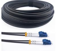 Elfcam® - 150m/492.1ft Outdoor and Indoor Shielded Armored Fiber Optic Cable LC/UPC to LC/UPC OS2 Singlemode Duplex 9/125μm LSZH, Black 150 Meters