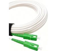 Elfcam® - 20m/65.62ft Fiber Optic Cable SCA to SCA Simplex Singlemode 9/125μm LSZH, Patch Cord Cable for FTTH, White Color, 20 Meters