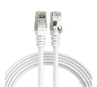 Elfcam - 2m Cat 7 RJ45 Ethernet Cable, STP 100% Copper, 10 Gbps 600 MHz, Round Shielded Network Cable, Compatible with Boxes, PCs, TVs, and Consoles - White