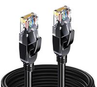 Elfcam® - 2m Ethernet Cable Cat 7, LAN & WLAN Network Cable with RJ45 Plugs, 6.0mm Diameter SFTP Shielding, 100% Copper, 28AWG, Round & Black (2M)