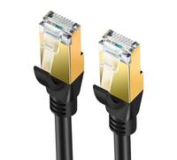 Elfcam® - 30m Cat8 Ethernet Cable, Round Network LAN WAN, Cat8 SFTP 28AWG, 2000Mhz 40Gbps with High Quality RJ45 Connectors, Black (30M)