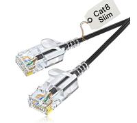 Elfcam® - 30m Slim Cat 8 Ethernet Cable, LAN WAN Cable, Cat 8 SFTP 32AWG, 2000Mhz 40Gbps with RJ45 Connectors, Black Round (30M)