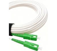 Elfcam® - 50m/164.04ft Fiber Optic Cable SCA to SCA Simplex Singlemode 9/125μm LSZH, Patch Cord Cable for FTTH, White Color, 50 Meters