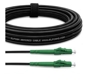 Elfcam® - Armored Fiber Optic Cable LC/APC to LC/APC Simple Singlemode OS2 9/125μm LSZH, Black (15m)