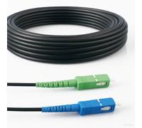 Elfcam - Cable a Fibre Optique en Acier Blinde Compatible avec Freebox, Convient aux Installations Exterieur et Interieur, SC/APC a SC/UPC Monomode Noir, 25M