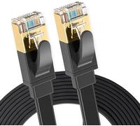 Elfcam® - Cat 8 Ethernet Cable High-Speed Flat Gigabit RJ45 LAN Patch Cord with 30AWG 40Gbps 2000Mhz/s FTP POE Compatible with Internet, Router, Modem, Smart TV, PC & Laptop PS5 PS4 Switch Modem (3M)