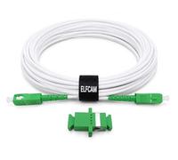 Elfcam - Fiber Optic Cable for Orange Livebox SFR La Box Fibre Bouygues Bbox, Delivery with Coupler for Fiber Optic Extender, SC/APC to SC/APC Single Mode White, 25M