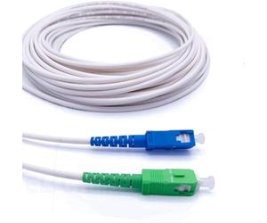 Elfcam® - Fibre Optic Cable/Extension Cord (Freebox) - Simplex Single-Mode SCA to SC/UPC Patch Cord - Reinforced Shielding and Connector - Very Reliable Loss - White, 25M