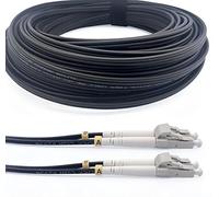 Elfcam® - Fibre Optic Cable in Reinforced Steel for Outdoor and Indoor use, LC/UPC to LC/UPC, OM3, Multimode Duplex, 50/125um, Black, (100 M).