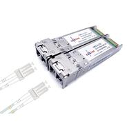 Elfcam® - Set of 2, 10Gb SFP+ Fibre Optic Transceiver Module, LC/UPC DM Connector (OM3 / OM4), 10GBase-SR SFP+, 850nm DDM 300M, Compatible with Freebox Ultra