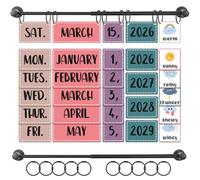 Elfcool 2026 Upgraded Flip Calendar for Classroom Calendar Bulletin Board Set with Adjustable Magnetic Rod & 60 Date Cards for School Classroom Decor Supplies (Boho)