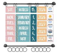 Elfcool 2026 Upgraded Flip Calendar for Classroom Calendar Bulletin Board Set with Adjustable Magnetic Rod & 60 Date Cards for School Classroom Decor Supplies (Rainbow)