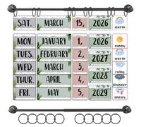 Elfcool Flip Calendar for Classroom Calendar Bulletin Board Set with Adjustable Magnetic Rod & 60 Date Cards for School Classroom Decor Supplies (Eucalyptus)