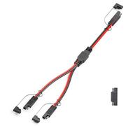 ELFCULB 14 Gauge Wire 1FT SAE Splitter Extension Cable 1 to 2 SAE Adapter with Polarity Reverse Adapter Built-in Fuse Holder for Solar Panel Car Motocycle
