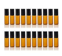 Elfenstall- 20PCS 5ml Amber Glass Roller Bottles Roll On Bottle Container with Metal Ball for Essential Oil Aromatherapy Perfumes and Lip Balms - Free 3ML Dropper…