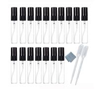 Elfenstall- 25PCS Clear Glass 5ml 1/6oz Spray Bottle Perfume Fragrance Scent Vials Black Fine mist Atomizer Refillable Sprayer Portable Liquid Container Free 2pcs 3ml Dropper