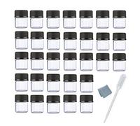 Elfenstall- 50PCS 1ML 1/4 Dram Mini Clear Glass Test Tube Vials Jar Sample Bottles with Black Caps for Essential Oils Chemistry Lab Chemicals Perfumes Travel