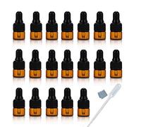 Elfenstall 50pcs 1ml Amber Mini Glass Bottle - 1cc Sample Vial with Glass Eye Dropper + Clean Cloth + 1ml Dropper