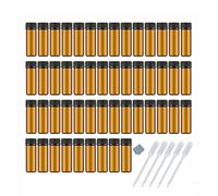 Elfenstall- 50PCS 5ML 1/6oz Amber Glass Bottle with Orifice Reducer and Screw Cap for Essential Oil Perfume Liquid DIY Sample Vials Makeup Party + Free 5pcs 3ml Dropper