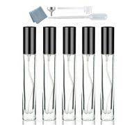 Elfenstall - 5pcs 10ml 1/3oz Black Silver Metal Spray Bottle Refill Perfume Hydrating Fragrance Fine Mist Atomizer Cosmetic Container Round Tube Party Makeup Tool Travel Gift Sample