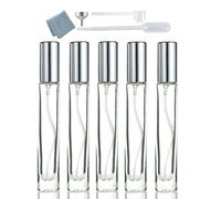 Elfenstall - 5pcs 10ml 1/3oz Silver Metal Spray Thick Bottle for Refill Perfume Hydrating Fragrance Fine Mist Atomizer Cosmetic Container Party Makeup Tool Travel Sample