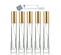 Elfenstall - Thick Glass 5pcs 10ml 1/3oz Gold Spray Bottle Refill Perfume Hydrating Fragrance Fine Mist Atomizer Cosmetic Container Round Tube Party Makeup Tool Travel Gift Sample