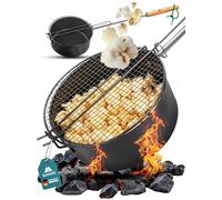 ELFENSTEIN Popcorn Maker Campfire Made of High-Quality Carbon Steel & Safety Handle, Outdoor Popcorn Pan for Campfire, Grill and Fire Pit, Garden & Camping Accessories for Fresh Cinema Popcorn