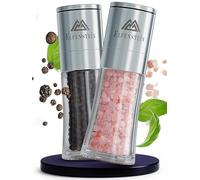 ELFENSTEIN Stainless Steel Salt and Pepper Mill Set with Ceramic Grinder - Infinitely Adjustable, Pepper and Salt Mill for Coarse Salt, Spice Mill, Mill Set (Silver M)