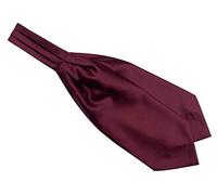 Elfeves Burgundy Red Woven Cravat Self Ascot Solid Color Ties Engagement Gifts for Men