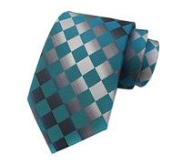 Elfeves Men Modern Checks Ties Tartan Plaid Gingham Pattern Formal Suit Neckties - Green - One size