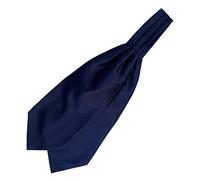 Elfeves Men's Paisley Floral 100% Silk Cravat Ties Hademade Formal Jacquard Woven Ascot, Solid Navy Blue, One size