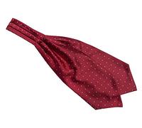 Elfeves Men's Paisley Floral 100% Silk Cravat Ties Hademade Formal Jacquard Woven Ascot, Wine Red Polka Dot, One size