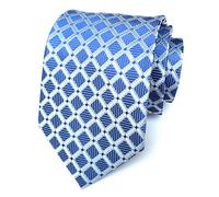 Elfeves Men's Tie Cravat Jacquard Luxury Paisley Floral Pattern Wedding Neckties, Blue Silver, One size