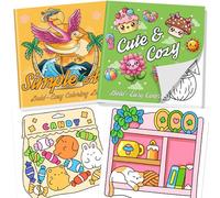 Elfew 2 Pack Bold and Easy Colouring Books for All Ages, Cozy Colouring Book, Cozy Corner Colouring Book, Large Simple Patterns & Thick Lines, Senior & Beginner Friendly(21.6x21.6 cm)