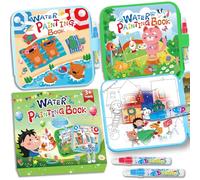Elfew 2 Pack Reusable Water Colouring Book for Toddlers 1-3 | Water Painting Books, Magic Water Colouring, Reveal Hidden Pictures with Water Pen, Portable Activity Books, Reusable