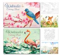 Elfew 2 Pack Watercolour Workbooks for Adult Beginners, Water Colouring Book for Adults, A5 Watercolour Painting with 30 Unique Designs, Water Colour Paper for Painting, Art Supplies