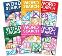 Elfew 6 Pack Large Print Word Search Books for Adults, 8000+ Wordsearch | 330+ Theme Puzzle Books, Brain Word Game, Innovative Shape Design, Word Search for Seniors and Teens, Stress Relief Activity