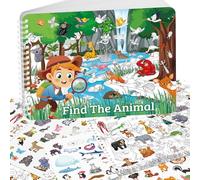 Elfew Find The Animal Sticker Books for 2+ Year Olds, 450+ Hidden Object Stickers for Children, Creative Activities Book, Mess Free Colouring, Travel Toy, Easter Basket Stuffers Gift for Boys & Girls
